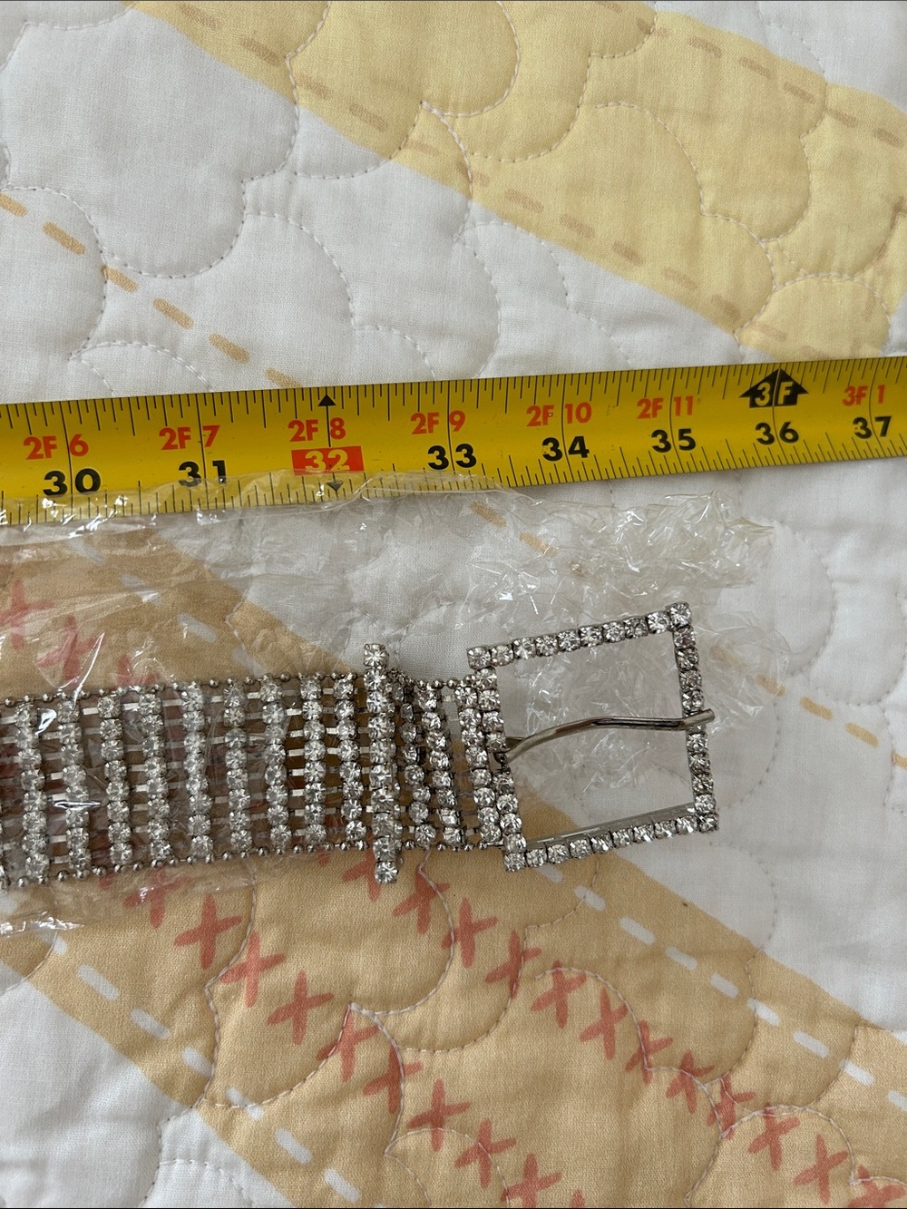 Crystal Rhinestone Silver Statement Waist Belt